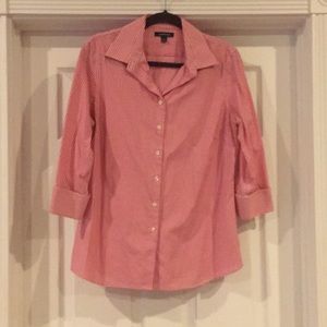 Red gingham button down blouse